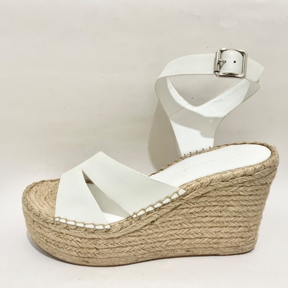 SIGERSON MORRISON Arien platform wedge Espadrille white leather sandal pumps 9 - Picture 15 of 15
